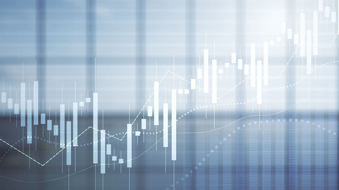 Financial graph showing an increase